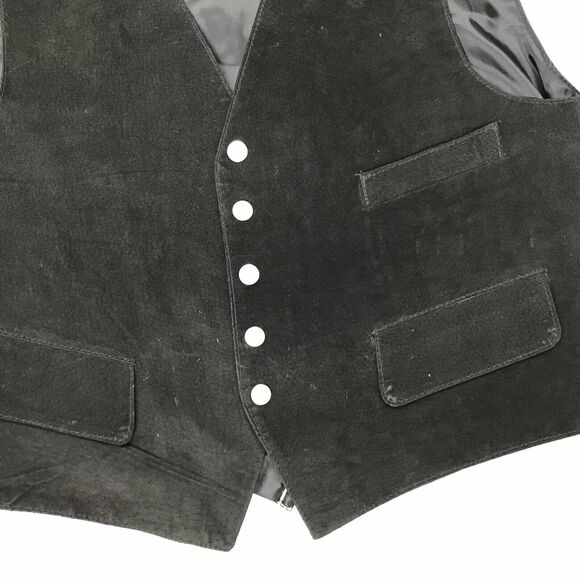 High Alpine Black Suede Snap Vest Size Medium - Picture 2 of 4